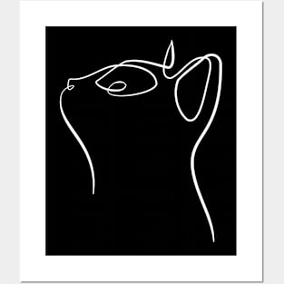 Minimalist Curious Cat Posters and Art